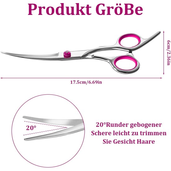 Geaanen Dog Scissors, Fur Scissors for Dogs and Cats, Curved Scissors Dog Scissors Set, Professional Round Grooming Scissors, Cat Grooming Scissors, Dog Grooming Scissors for Cats and Other Pets Geaanen Dog Scissors, Fur Scissors for Dogs and Cats, Curved Scissors Dog Scissors Set, Professional Round Grooming Scissors, Cat Grooming Scissors, Dog Grooming Scissors for Cats and Other Pets