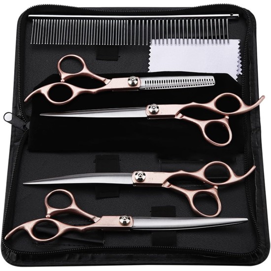 Geib Left Hand Hair Thinning Scissors for Dogs, Pack of 22, Professional Scissors Set for Pet Care, Hairdresser, for Pet Hairdressers and All with Dogs and Cats, Japanese
