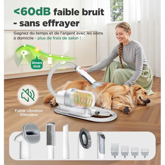 Gimars 2.3 L Dog Clipper with Vacuum Cleaner, 12000 K Pa Suction Power Dog Vacuum Cleaner Quiet Clipper Cat Dog Hair Trimmer with 5 Care Tools, Pet Hair Remover with Dog Brush Gimars 2.3 L Dog Clipper with Vacuum Cleaner, 12000 K Pa Suction Power Dog Vacuum Cleaner Quiet Clipper Cat Dog Hair Trimmer with 5 Care Tools, Pet Hair Remover with Dog Brush
