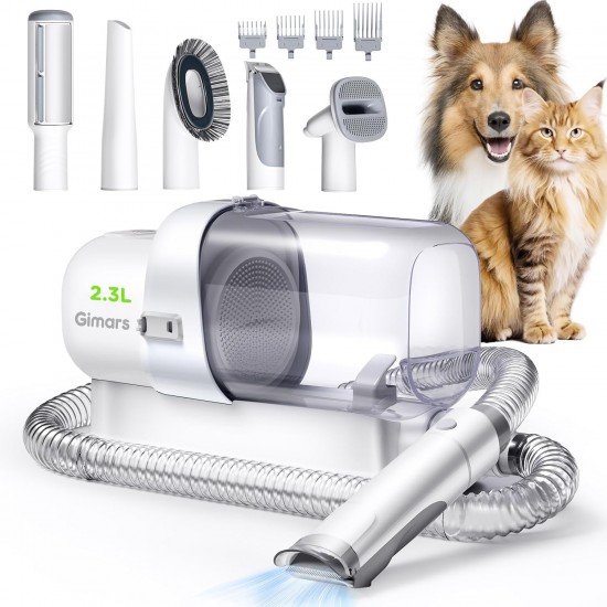 Gimars 2.3 L Dog Clipper with Vacuum Cleaner, 12000 K Pa Suction Power Dog Vacuum Cleaner Quiet Clipper Cat Dog Hair Trimmer with 5 Care Tools, Pet Hair Remover with Dog Brush Gimars 2.3 L Dog Clipper with Vacuum Cleaner, 12000 K Pa Suction Power Dog Vacuum Cleaner Quiet Clipper Cat Dog Hair Trimmer with 5 Care Tools, Pet Hair Remover with Dog Brush