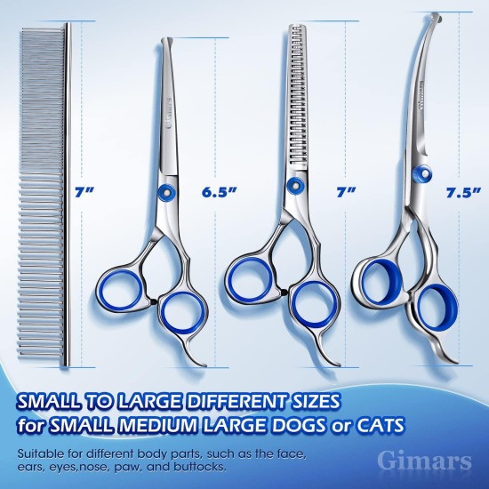 Gimars 4CR Dog Scissors Set Professional 6-in-1 Dog Scissors Grooming Scissors with Bullet Tip, Wear-Proof Titanium-Coated Fur Scissors for Dogs for Cats and Other Animals Gimars 4CR Dog Scissors Set Professional 6-in-1 Dog Scissors Grooming Scissors with Bullet Tip, Wear-Proof Titanium-Coated Fur Scissors for Dogs for Cats and Other Animals