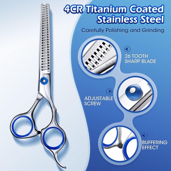 Gimars 4CR Dog Scissors Set Professional 6-in-1 Dog Scissors Grooming Scissors with Bullet Tip, Wear-Proof Titanium-Coated Fur Scissors for Dogs for Cats and Other Animals Gimars 4CR Dog Scissors Set Professional 6-in-1 Dog Scissors Grooming Scissors with Bullet Tip, Wear-Proof Titanium-Coated Fur Scissors for Dogs for Cats and Other Animals