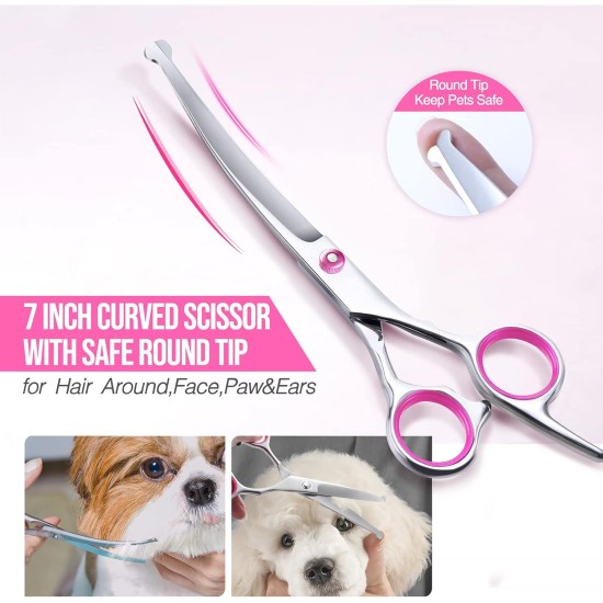 Gimars 4CR Dog Scissors Set Professional 6-in-1 Dog Scissors Grooming Scissors with Bullet Tip, Wear-Proof Titanium-Coated Fur Scissors for Dogs for Cats and Other Animals Gimars 4CR Dog Scissors Set Professional 6-in-1 Dog Scissors Grooming Scissors with Bullet Tip, Wear-Proof Titanium-Coated Fur Scissors for Dogs for Cats and Other Animals