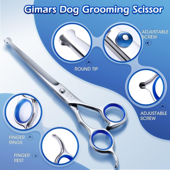 Gimars 4CR Dog Scissors Set Professional 6-in-1 Dog Scissors Grooming Scissors with Bullet Tip, Wear-Proof Titanium-Coated Fur Scissors for Dogs for Cats and Other Animals Gimars 4CR Dog Scissors Set Professional 6-in-1 Dog Scissors Grooming Scissors with Bullet Tip, Wear-Proof Titanium-Coated Fur Scissors for Dogs for Cats and Other Animals