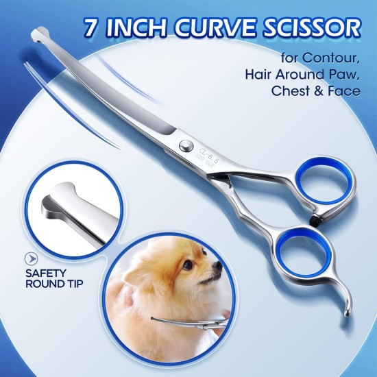 Gimars 4CR Dog Scissors Set Professional 6-in-1 Dog Scissors Grooming Scissors with Bullet Tip, Wear-Proof Titanium-Coated Fur Scissors for Dogs for Cats and Other Animals Gimars 4CR Dog Scissors Set Professional 6-in-1 Dog Scissors Grooming Scissors with Bullet Tip, Wear-Proof Titanium-Coated Fur Scissors for Dogs for Cats and Other Animals