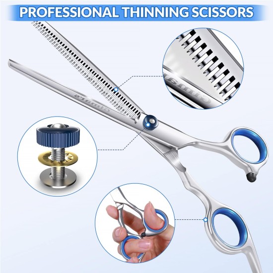 Gimars 4CR Dog Scissors Set Professional 6-in-1 Dog Scissors Grooming Scissors with Bullet Tip, Wear-Proof Titanium-Coated Fur Scissors for Dogs for Cats and Other Animals Gimars 4CR Dog Scissors Set Professional 6-in-1 Dog Scissors Grooming Scissors with Bullet Tip, Wear-Proof Titanium-Coated Fur Scissors for Dogs for Cats and Other Animals