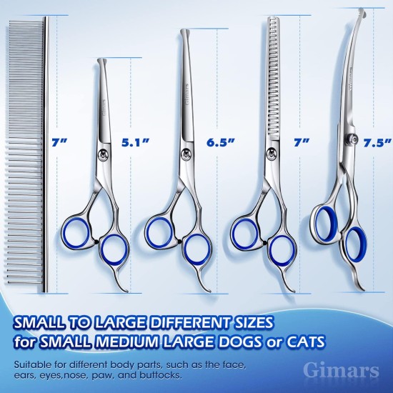 Gimars 4CR Dog Scissors Set Professional 6-in-1 Dog Scissors Grooming Scissors with Bullet Tip, Wear-Proof Titanium-Coated Fur Scissors for Dogs for Cats and Other Animals Gimars 4CR Dog Scissors Set Professional 6-in-1 Dog Scissors Grooming Scissors with Bullet Tip, Wear-Proof Titanium-Coated Fur Scissors for Dogs for Cats and Other Animals