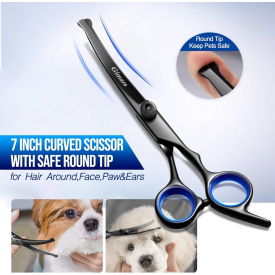 Gimars 4CR Dog Scissors Set Professional 6-in-1 Dog Scissors Grooming Scissors with Bullet Tip, Wear-Proof Titanium-Coated Fur Scissors for Dogs for Cats and Other Animals Gimars 4CR Dog Scissors Set Professional 6-in-1 Dog Scissors Grooming Scissors with Bullet Tip, Wear-Proof Titanium-Coated Fur Scissors for Dogs for Cats and Other Animals