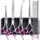 Gimars 4CR Dog Scissors Set Professional 6-in-1 Dog Scissors Grooming Scissors with Bullet Tip, Wear-Proof Titanium-Coated Fur Scissors for Dogs for Cats and Other Animals