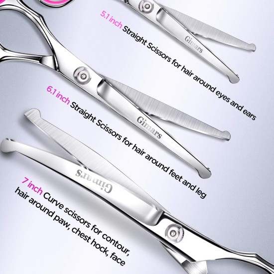 Gimars 4CR Dog Scissors Set Professional 6-in-1 Dog Scissors Grooming Scissors with Bullet Tip, Wear-Proof Titanium-Coated Fur Scissors for Dogs for Cats and Other Animals Gimars 4CR Dog Scissors Set Professional 6-in-1 Dog Scissors Grooming Scissors with Bullet Tip, Wear-Proof Titanium-Coated Fur Scissors for Dogs for Cats and Other Animals