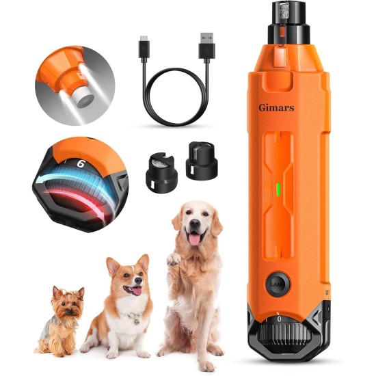 Gimars Dog Claw Grinder 6 Speeds Dog Claw Cutter with Dual LED Light, Pet Claw Grinder with USB Rechargeable, Dog Claw File with 3 Ports for Dogs Gimars Dog Claw Grinder 6 Speeds Dog Claw Cutter with Dual LED Light, Pet Claw Grinder with USB Rechargeable, Dog Claw File with 3 Ports for Dogs