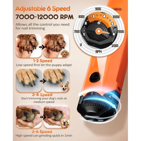 Gimars Dog Claw Grinder 6 Speeds Dog Claw Cutter with Dual LED Light, Pet Claw Grinder with USB Rechargeable, Dog Claw File with 3 Ports for Dogs Gimars Dog Claw Grinder 6 Speeds Dog Claw Cutter with Dual LED Light, Pet Claw Grinder with USB Rechargeable, Dog Claw File with 3 Ports for Dogs