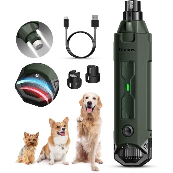 Gimars Dog Claw Grinder 6 Speeds Dog Claw Cutter with Dual LED Light, Pet Claw Grinder with USB Rechargeable, Dog Claw File with 3 Ports for Dogs Gimars Dog Claw Grinder 6 Speeds Dog Claw Cutter with Dual LED Light, Pet Claw Grinder with USB Rechargeable, Dog Claw File with 3 Ports for Dogs