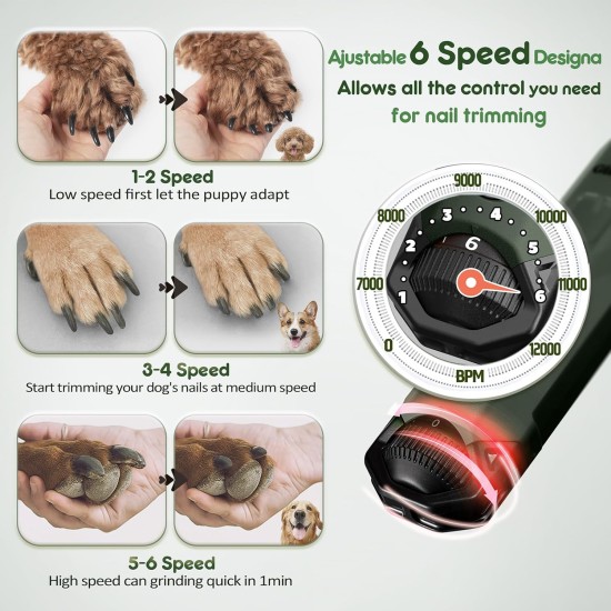 Gimars Dog Claw Grinder 6 Speeds Dog Claw Cutter with Dual LED Light, Pet Claw Grinder with USB Rechargeable, Dog Claw File with 3 Ports for Dogs Gimars Dog Claw Grinder 6 Speeds Dog Claw Cutter with Dual LED Light, Pet Claw Grinder with USB Rechargeable, Dog Claw File with 3 Ports for Dogs