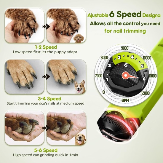 Gimars Dog Claw Grinder 6 Speeds Dog Claw Cutter with Dual LED Light, Pet Claw Grinder with USB Rechargeable, Dog Claw File with 3 Ports for Dogs Gimars Dog Claw Grinder 6 Speeds Dog Claw Cutter with Dual LED Light, Pet Claw Grinder with USB Rechargeable, Dog Claw File with 3 Ports for Dogs