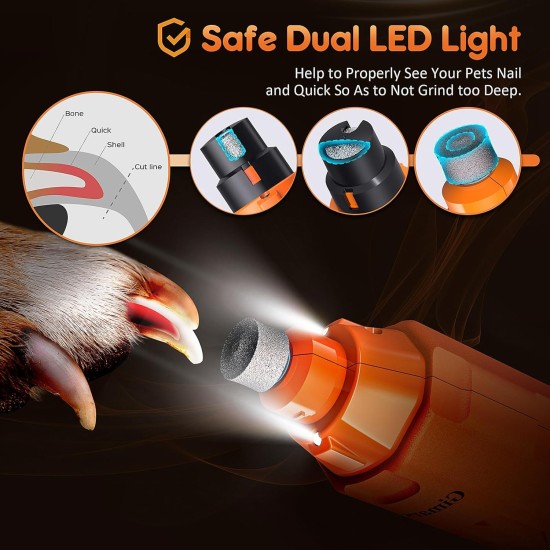 Gimars Dog Claw Grinder 6 Speeds Dog Claw Cutter with Dual LED Light, Pet Claw Grinder with USB Rechargeable, Dog Claw File with 3 Ports for Dogs Gimars Dog Claw Grinder 6 Speeds Dog Claw Cutter with Dual LED Light, Pet Claw Grinder with USB Rechargeable, Dog Claw File with 3 Ports for Dogs