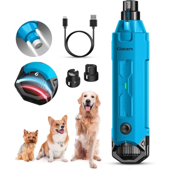 Gimars Dog Claw Grinder 6 Speeds Dog Claw Cutter with Dual LED Light, Pet Claw Grinder with USB Rechargeable, Dog Claw File with 3 Ports for Dogs Gimars Dog Claw Grinder 6 Speeds Dog Claw Cutter with Dual LED Light, Pet Claw Grinder with USB Rechargeable, Dog Claw File with 3 Ports for Dogs