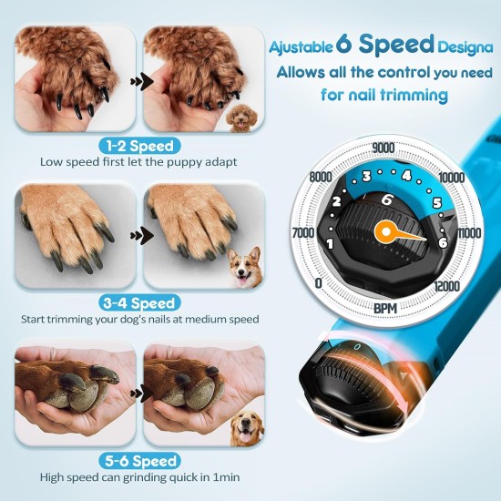 Gimars Dog Claw Grinder 6 Speeds Dog Claw Cutter with Dual LED Light, Pet Claw Grinder with USB Rechargeable, Dog Claw File with 3 Ports for Dogs Gimars Dog Claw Grinder 6 Speeds Dog Claw Cutter with Dual LED Light, Pet Claw Grinder with USB Rechargeable, Dog Claw File with 3 Ports for Dogs