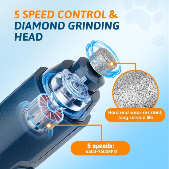 GlasFlength Claw Grinder and Claw Scissors for Dogs, 5-Speed Claw Cutter for Dogs with 2 LED Light Claw Grinder Dog Claws Cutter for Large Medium Small Dogs and Cats GlasFlength Claw Grinder and Claw Scissors for Dogs, 5-Speed Claw Cutter for Dogs with 2 LED Light Claw Grinder Dog Claws Cutter for Large Medium Small Dogs and Cats