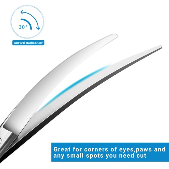 HASHIMOTO Dog Grooming Scissors, Curved Scissors for Dog Grooming, 6.5 Inch, 30 Degree Curved Blade, Lightweight Pet Scissors for Trimming Face and Paws HASHIMOTO Dog Grooming Scissors, Curved Scissors for Dog Grooming, 6.5 Inch, 30 Degree Curved Blade, Lightweight Pet Scissors for Trimming Face and Paws