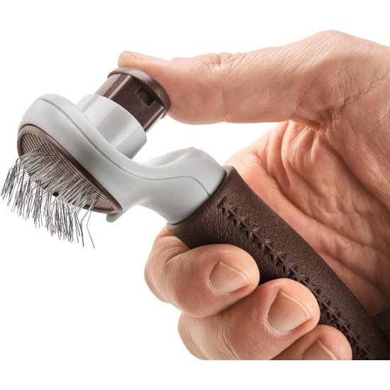HUNTER SPA Slicker Brush Self-Cleaning for Dogs 17.0 x 9.0 cm M Grey / Brown HUNTER SPA Slicker Brush Self-Cleaning for Dogs 17.0 x 9.0 cm M Grey / Brown