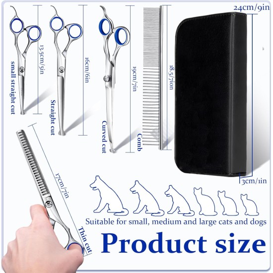 Hillylolly Dog Scissors Set Professional 6-in-1 Hair Scissors Dog Professional Dog Scissors Fur Scissors Long Hair Dog Scissors Grooming Scissors Set Dog Hair Scissors Rounded for Grooming Dog Cat Pet Hillylolly Dog Scissors Set Professional 6-in-1 Hair Scissors Dog Professional Dog Scissors Fur Scissors Long Hair Dog Scissors Grooming Scissors Set Dog Hair Scissors Rounded for Grooming Dog Cat Pet