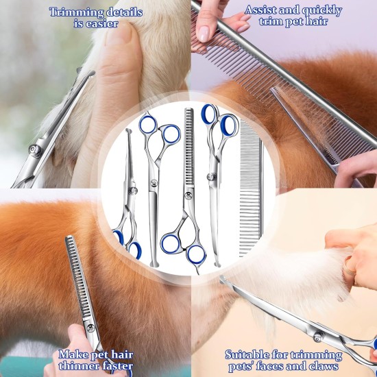 Hillylolly Dog Scissors Set Professional 6-in-1 Hair Scissors Dog Professional Dog Scissors Fur Scissors Long Hair Dog Scissors Grooming Scissors Set Dog Hair Scissors Rounded for Grooming Dog Cat Pet Hillylolly Dog Scissors Set Professional 6-in-1 Hair Scissors Dog Professional Dog Scissors Fur Scissors Long Hair Dog Scissors Grooming Scissors Set Dog Hair Scissors Rounded for Grooming Dog Cat Pet