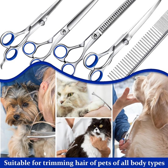 Hillylolly Dog Scissors Set Professional 6-in-1 Hair Scissors Dog Professional Dog Scissors Fur Scissors Long Hair Dog Scissors Grooming Scissors Set Dog Hair Scissors Rounded for Grooming Dog Cat Pet Hillylolly Dog Scissors Set Professional 6-in-1 Hair Scissors Dog Professional Dog Scissors Fur Scissors Long Hair Dog Scissors Grooming Scissors Set Dog Hair Scissors Rounded for Grooming Dog Cat Pet