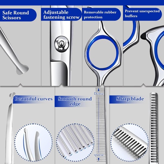 Hillylolly Dog Scissors Set Professional 6-in-1 Hair Scissors Dog Professional Dog Scissors Fur Scissors Long Hair Dog Scissors Grooming Scissors Set Dog Hair Scissors Rounded for Grooming Dog Cat Pet Hillylolly Dog Scissors Set Professional 6-in-1 Hair Scissors Dog Professional Dog Scissors Fur Scissors Long Hair Dog Scissors Grooming Scissors Set Dog Hair Scissors Rounded for Grooming Dog Cat Pet