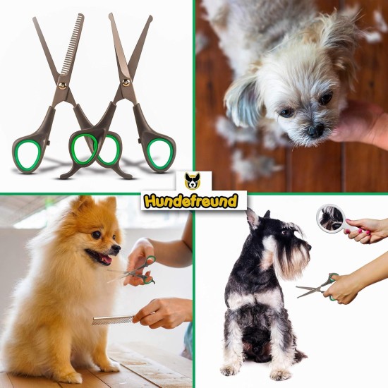 Hundefreund Dog Scissors Set with Thinning Scissors for Grooming | Stainless Steel Scissors with Rounded Tip for Dog Grooming Hundefreund Dog Scissors Set with Thinning Scissors for Grooming | Stainless Steel Scissors with Rounded Tip for Dog Grooming