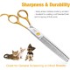 JASON 7.5 Inch Curved Thinning Scissors for Dogs 43 Teeth Professional Downward Curved Dog Scissors Made of Japanese 440C Stainless Steel Fur Scissors with Symmetrical Handle JASON 7.5 Inch Curved Thinning Scissors for Dogs 43 Teeth Professional Downward Curved Dog Scissors Made of Japanese 440C Stainless Steel Fur Scissors with Symmetrical Handle