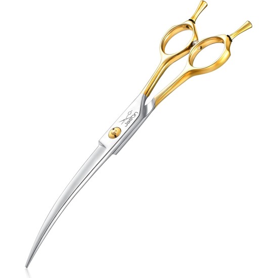 JASON 7.5 Inch Curved Thinning Scissors for Dogs 43 Teeth Professional Downward Curved Dog Scissors Made of Japanese 440C Stainless Steel Fur Scissors with Symmetrical Handle JASON 7.5 Inch Curved Thinning Scissors for Dogs 43 Teeth Professional Downward Curved Dog Scissors Made of Japanese 440C Stainless Steel Fur Scissors with Symmetrical Handle