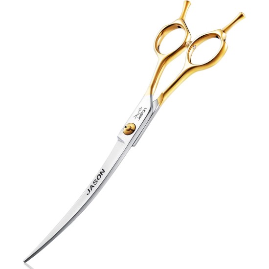 JASON 7.5 Inch Curved Thinning Scissors for Dogs 43 Teeth Professional Downward Curved Dog Scissors Made of Japanese 440C Stainless Steel Fur Scissors with Symmetrical Handle JASON 7.5 Inch Curved Thinning Scissors for Dogs 43 Teeth Professional Downward Curved Dog Scissors Made of Japanese 440C Stainless Steel Fur Scissors with Symmetrical Handle