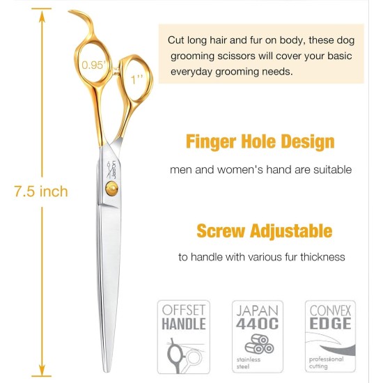 JASON 7.5 Inch Curved Thinning Scissors for Dogs 43 Teeth Professional Downward Curved Dog Scissors Made of Japanese 440C Stainless Steel Fur Scissors with Symmetrical Handle JASON 7.5 Inch Curved Thinning Scissors for Dogs 43 Teeth Professional Downward Curved Dog Scissors Made of Japanese 440C Stainless Steel Fur Scissors with Symmetrical Handle
