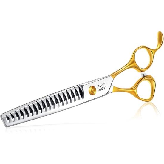 JASON 7.5 Inch Curved Thinning Scissors for Dogs 43 Teeth Professional Downward Curved Dog Scissors Made of Japanese 440C Stainless Steel Fur Scissors with Symmetrical Handle JASON 7.5 Inch Curved Thinning Scissors for Dogs 43 Teeth Professional Downward Curved Dog Scissors Made of Japanese 440C Stainless Steel Fur Scissors with Symmetrical Handle