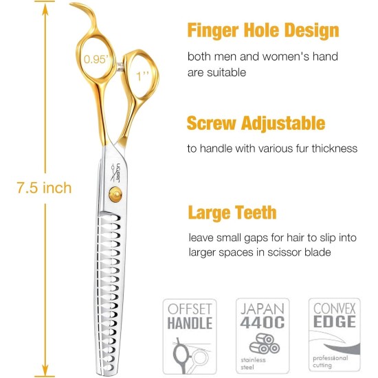 JASON 7.5 Inch Curved Thinning Scissors for Dogs 43 Teeth Professional Downward Curved Dog Scissors Made of Japanese 440C Stainless Steel Fur Scissors with Symmetrical Handle JASON 7.5 Inch Curved Thinning Scissors for Dogs 43 Teeth Professional Downward Curved Dog Scissors Made of Japanese 440C Stainless Steel Fur Scissors with Symmetrical Handle