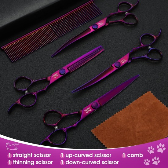 JASON Dog Grooming Scissors Set Professional 6 in 1 Dog Shears Kit - 6.5" Thinning, 7" Straight, 7" Up-Curved, 7" Down-Curved Shears and Comb for Dog Cat Pet with Adjustable Screw (Black) JASON Dog Grooming Scissors Set Professional 6 in 1 Dog Shears Kit - 6.5" Thinning, 7" Straight, 7" Up-Curved, 7" Down-Curved Shears and Comb for Dog Cat Pet with Adjustable Screw (Black)