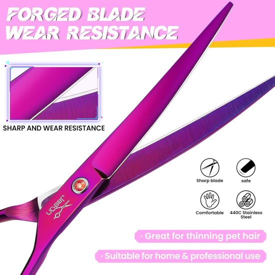 JASON Professional 7.5 Inch Dog Scissors Set 6 in 1 Grooming Scissors Set for Dogs - Straight Curved Dog Scissors 16/36 Teeth Thinning Scissors for Dogs with Ergonomic Handle for Pet Grooming JASON Professional 7.5 Inch Dog Scissors Set 6 in 1 Grooming Scissors Set for Dogs - Straight Curved Dog Scissors 16/36 Teeth Thinning Scissors for Dogs with Ergonomic Handle for Pet Grooming
