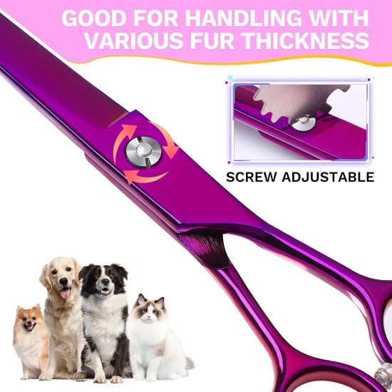 JASON Professional 7.5 Inch Dog Scissors Set 6 in 1 Grooming Scissors Set for Dogs - Straight Curved Dog Scissors 16/36 Teeth Thinning Scissors for Dogs with Ergonomic Handle for Pet Grooming JASON Professional 7.5 Inch Dog Scissors Set 6 in 1 Grooming Scissors Set for Dogs - Straight Curved Dog Scissors 16/36 Teeth Thinning Scissors for Dogs with Ergonomic Handle for Pet Grooming