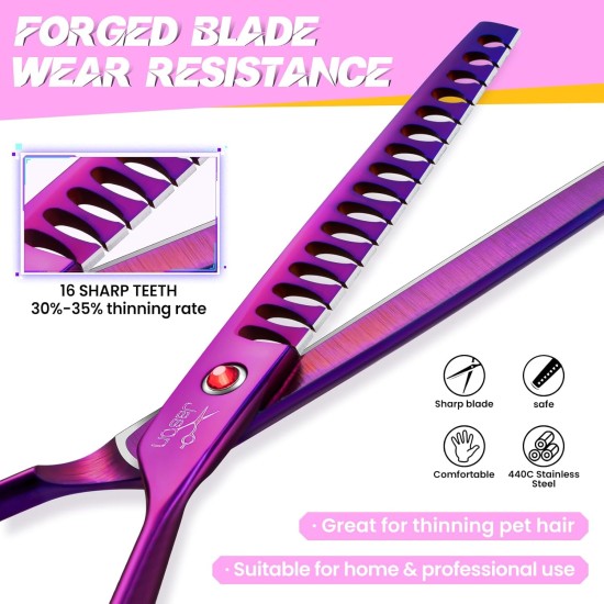 JASON Professional 7.5 Inch Dog Scissors Set 6 in 1 Grooming Scissors Set for Dogs - Straight Curved Dog Scissors 16/36 Teeth Thinning Scissors for Dogs with Ergonomic Handle for Pet Grooming JASON Professional 7.5 Inch Dog Scissors Set 6 in 1 Grooming Scissors Set for Dogs - Straight Curved Dog Scissors 16/36 Teeth Thinning Scissors for Dogs with Ergonomic Handle for Pet Grooming