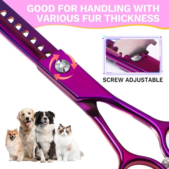 JASON Professional 7.5 Inch Dog Scissors Set 6 in 1 Grooming Scissors Set for Dogs - Straight Curved Dog Scissors 16/36 Teeth Thinning Scissors for Dogs with Ergonomic Handle for Pet Grooming JASON Professional 7.5 Inch Dog Scissors Set 6 in 1 Grooming Scissors Set for Dogs - Straight Curved Dog Scissors 16/36 Teeth Thinning Scissors for Dogs with Ergonomic Handle for Pet Grooming