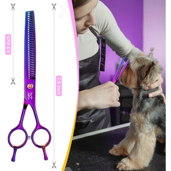 JASON Professional 7.5 Inch Dog Scissors Set 6 in 1 Grooming Scissors Set for Dogs - Straight Curved Dog Scissors 16/36 Teeth Thinning Scissors for Dogs with Ergonomic Handle for Pet Grooming JASON Professional 7.5 Inch Dog Scissors Set 6 in 1 Grooming Scissors Set for Dogs - Straight Curved Dog Scissors 16/36 Teeth Thinning Scissors for Dogs with Ergonomic Handle for Pet Grooming