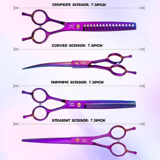 JASON Professional 7.5 Inch Dog Scissors Set 6 in 1 Grooming Scissors Set for Dogs - Straight Curved Dog Scissors 16/36 Teeth Thinning Scissors for Dogs with Ergonomic Handle for Pet Grooming JASON Professional 7.5 Inch Dog Scissors Set 6 in 1 Grooming Scissors Set for Dogs - Straight Curved Dog Scissors 16/36 Teeth Thinning Scissors for Dogs with Ergonomic Handle for Pet Grooming