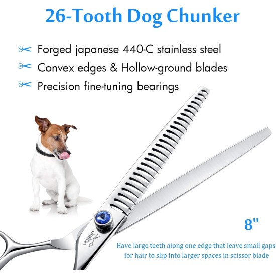 JASON Professional 7.5 Inch Thinning Scissors for Dogs Cats Pets Dog Scissors Grooming Scissors with Adjustable Screw 56 Teeth JASON Professional 7.5 Inch Thinning Scissors for Dogs Cats Pets Dog Scissors Grooming Scissors with Adjustable Screw 56 Teeth
