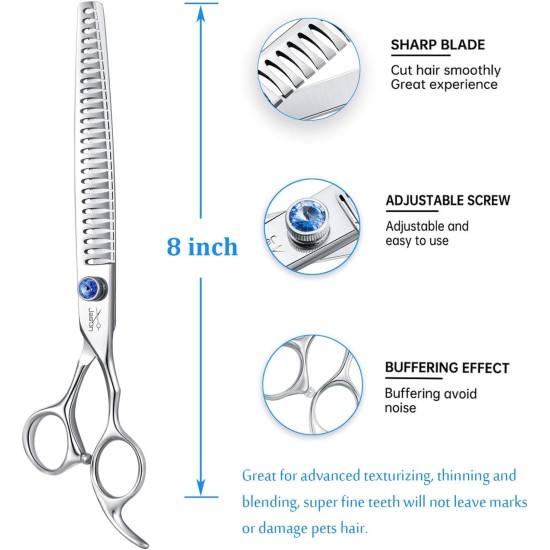 JASON Professional 7.5 Inch Thinning Scissors for Dogs Cats Pets Dog Scissors Grooming Scissors with Adjustable Screw 56 Teeth JASON Professional 7.5 Inch Thinning Scissors for Dogs Cats Pets Dog Scissors Grooming Scissors with Adjustable Screw 56 Teeth
