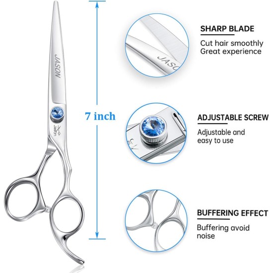 JASON Professional 7.5 Inch Thinning Scissors for Dogs Cats Pets Dog Scissors Grooming Scissors with Adjustable Screw 56 Teeth JASON Professional 7.5 Inch Thinning Scissors for Dogs Cats Pets Dog Scissors Grooming Scissors with Adjustable Screw 56 Teeth