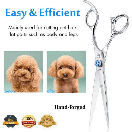 JASON Professional 7.5 Inch Thinning Scissors for Dogs Cats Pets Dog Scissors Grooming Scissors with Adjustable Screw 56 Teeth JASON Professional 7.5 Inch Thinning Scissors for Dogs Cats Pets Dog Scissors Grooming Scissors with Adjustable Screw 56 Teeth
