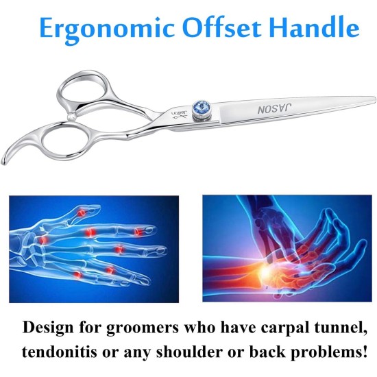 JASON Professional 7.5 Inch Thinning Scissors for Dogs Cats Pets Dog Scissors Grooming Scissors with Adjustable Screw 56 Teeth JASON Professional 7.5 Inch Thinning Scissors for Dogs Cats Pets Dog Scissors Grooming Scissors with Adjustable Screw 56 Teeth
