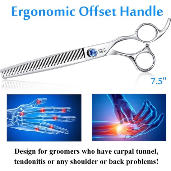 JASON Professional 7.5 Inch Thinning Scissors for Dogs Cats Pets Dog Scissors Grooming Scissors with Adjustable Screw 56 Teeth JASON Professional 7.5 Inch Thinning Scissors for Dogs Cats Pets Dog Scissors Grooming Scissors with Adjustable Screw 56 Teeth