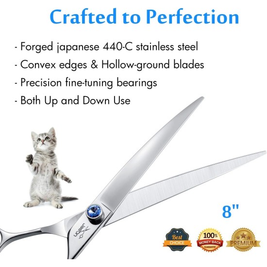 JASON Professional 7.5 Inch Thinning Scissors for Dogs Cats Pets Dog Scissors Grooming Scissors with Adjustable Screw 56 Teeth JASON Professional 7.5 Inch Thinning Scissors for Dogs Cats Pets Dog Scissors Grooming Scissors with Adjustable Screw 56 Teeth